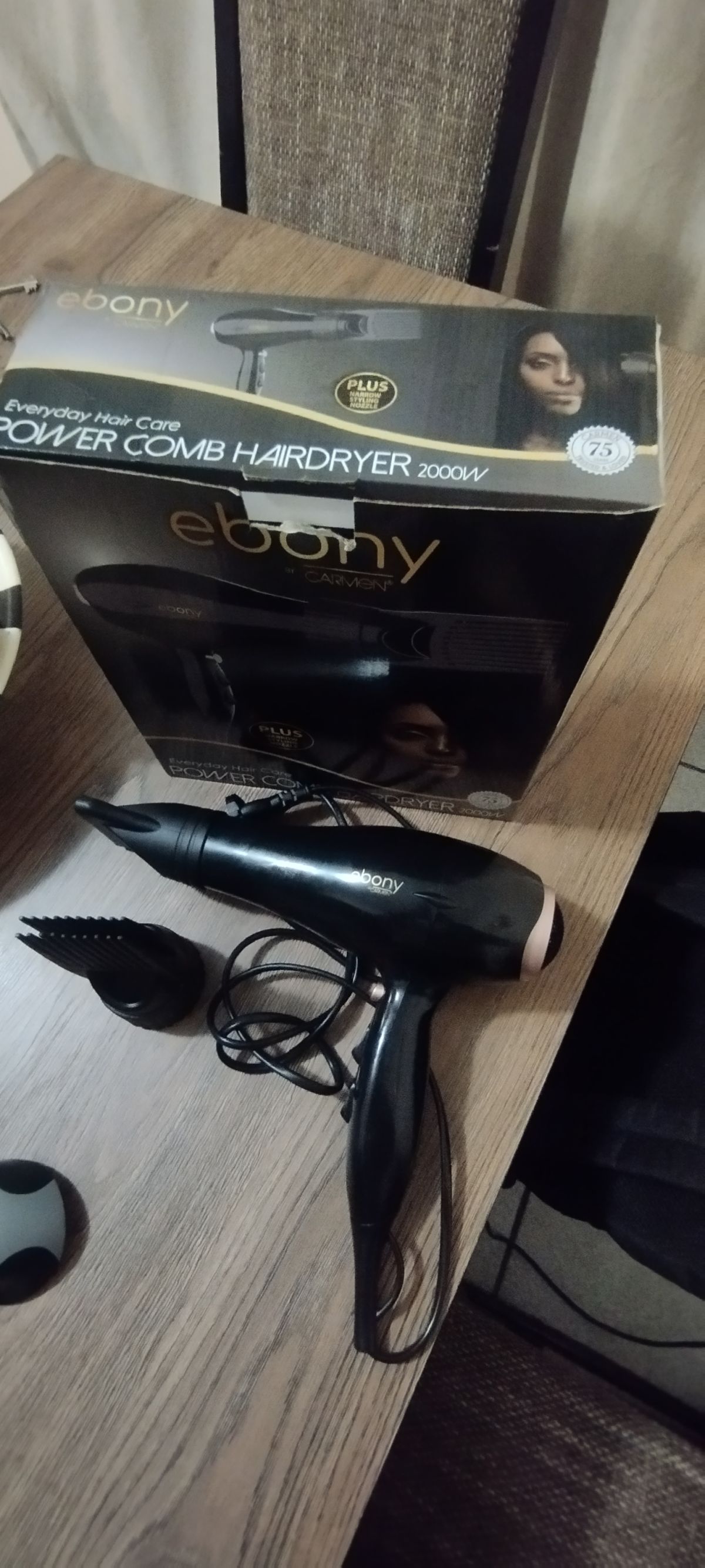 Ebony By Carmen Power Comb Hair Dryer  (2000 W, Black)